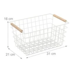 1x Panier Fil De Fer Poignées Bois Noir -Komar || Wenko || Amadeus Soldes Magasin d8dd1858d9b54b849580884179922857