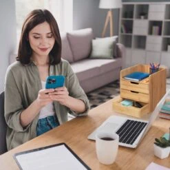 Organiseur De Bureau Bambou 3 Tiroirs -Komar || Wenko || Amadeus Soldes Magasin db0898ad166f4afd9345d1722f3486f0