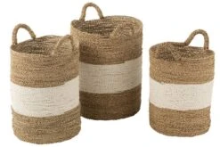 Set De 3 Paniers Zostère Blanc/naturel