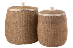 Set De 2 Panier + Couvercle Bord Blanc