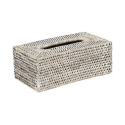 Boite à Mouchoirs En Rotin Blanc