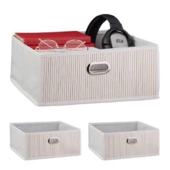 3x Paniers De Rangement En Bambou Blancs