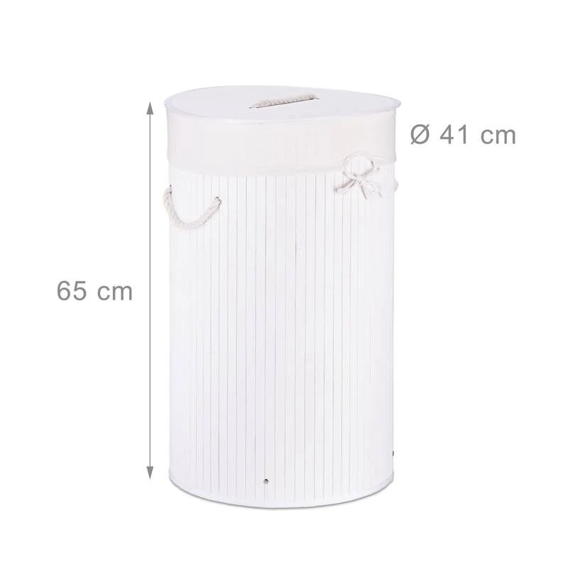 1x Panier à Linge Bambou Rond Blanc 11 1x Panier à Linge Bambou Rond Blanc – Image 9